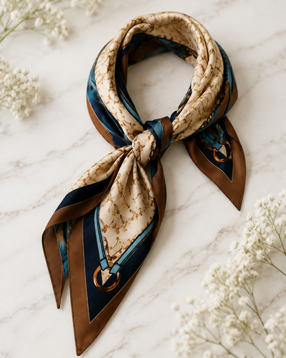 Bria: Designer inspired chain print neck scarf