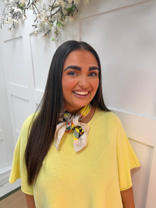 Blair: Abstract leaf print silky neck scarf.