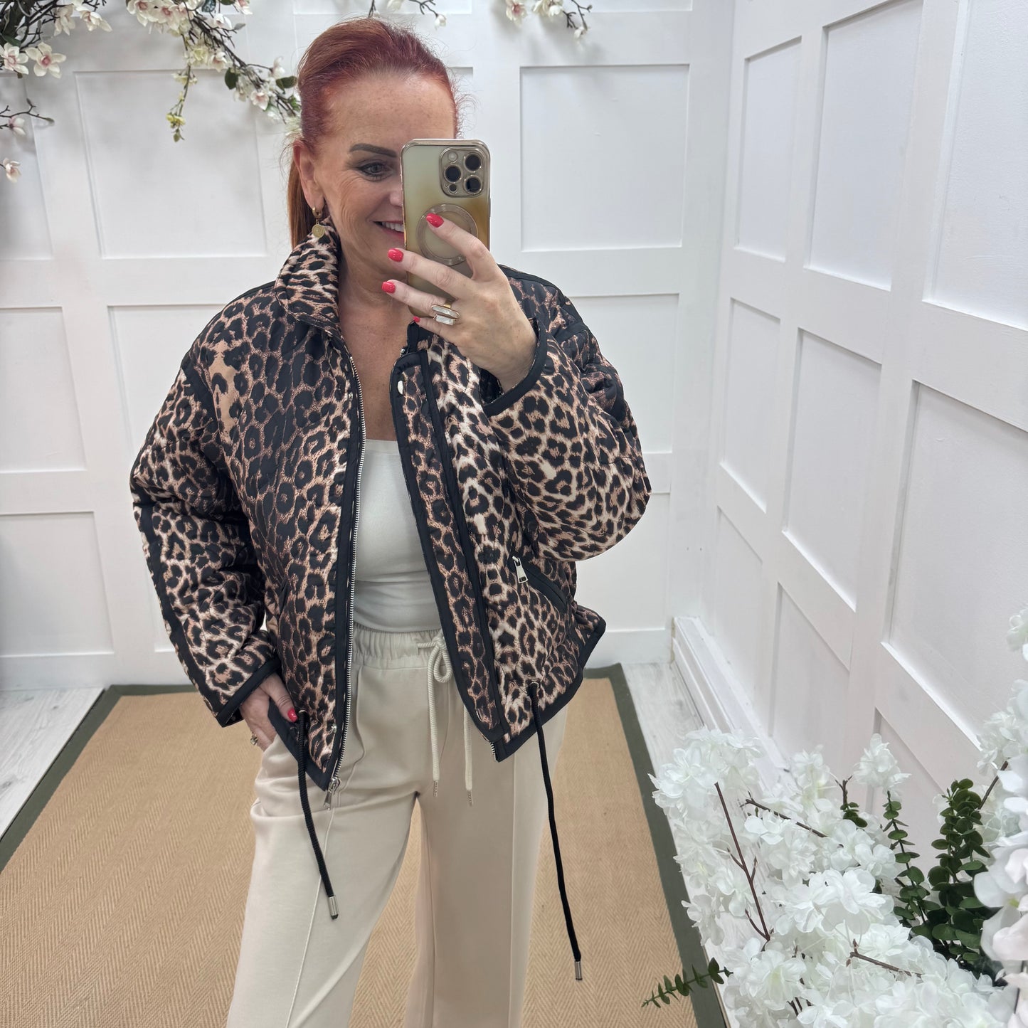 Amara : Leopard print padded jacket. One size: 12-18