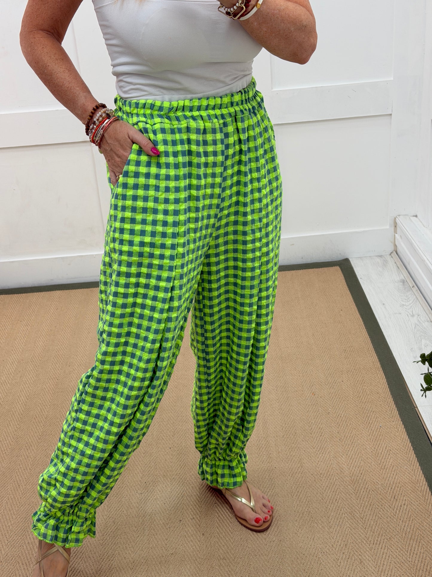 Gemma: Gingham balloon bloomer leg trousers. One size: 8-16. 3 colours