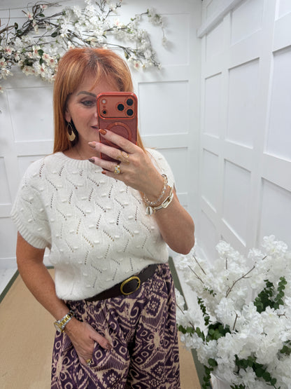 Nula: Short sleeve knitted top. One size: 12-16. 4 colours