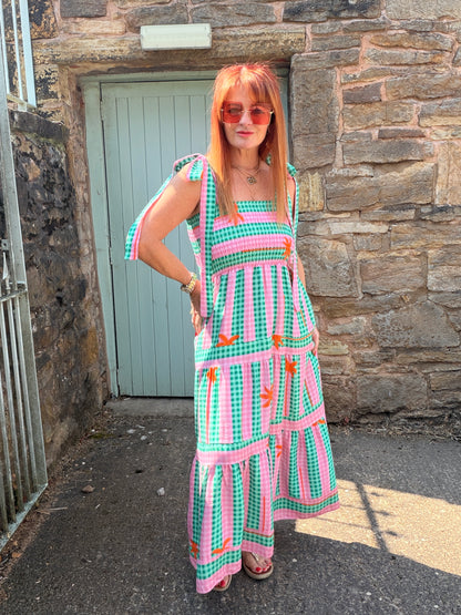 Gigi: Strappy gingham midi dress. One size 8-16. 2 colours