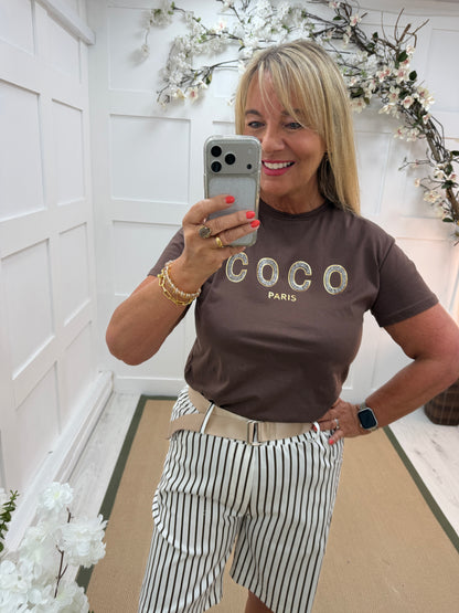 Coco: Diamanté “Coco Paris” top. 2 sizes. 2 colours