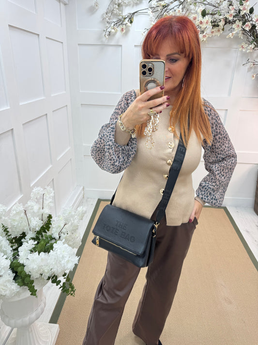 Tammy: Black cross body tote bag