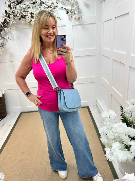 Abigail: Stretchy fuchsia pink basic vest top. 2 sizes