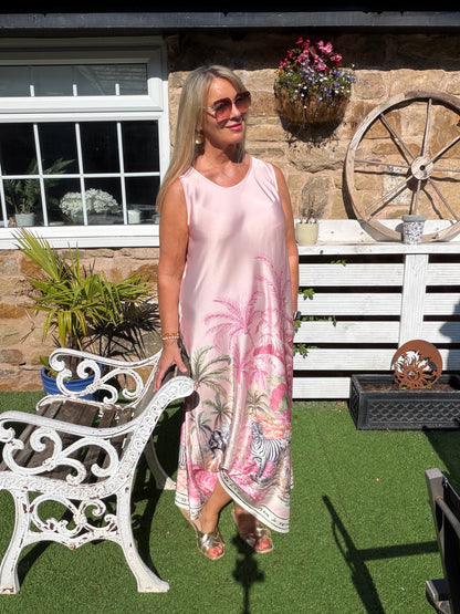 Jenna: Silky jungle print maxi dress. One size 14-18. 4 colours