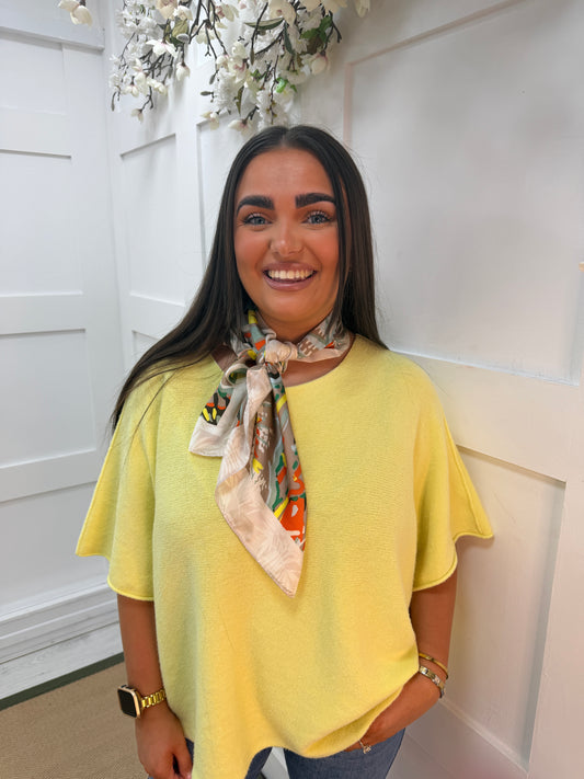 Blair: Abstract leaf print silky neck scarf.