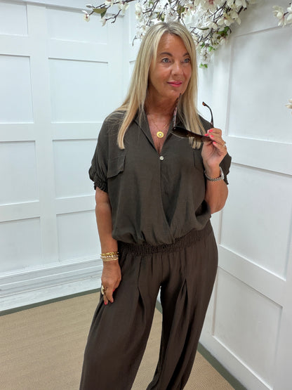 Tammy: Short sleeve utility top. One size: 10-18. 4 colours