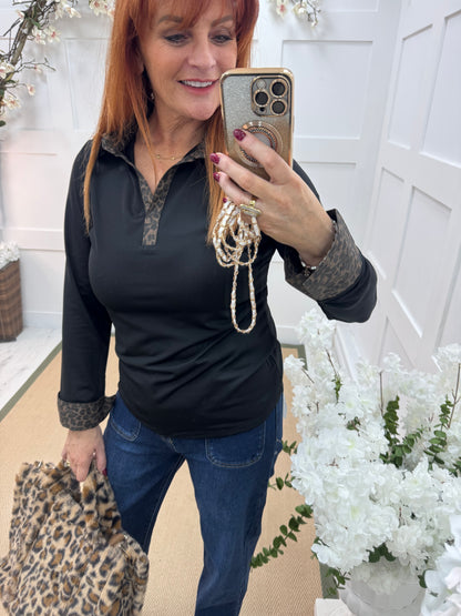 Layla: Leopard & black cotton layering shirt. 4 sizes