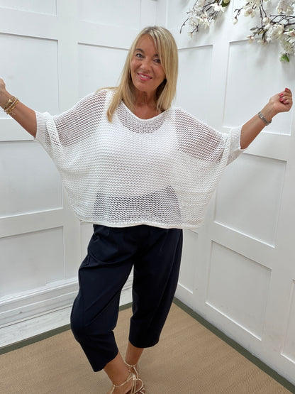 Jamie: 3 way open knit wrap top. Free size: Various colours