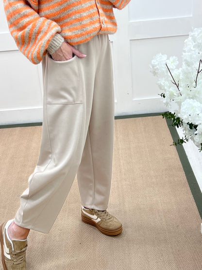 River: Cream cocoon harem trousers. One Sz: 14-20