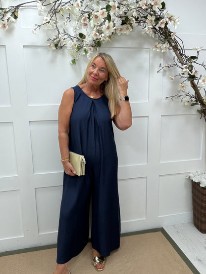 Willow: Sleeveless wide leg jumpsuit. One size: 10-16. 3 colours