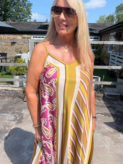 Scarlett: Silky geometric printed maxi dress. One size 10-16. 4 colours