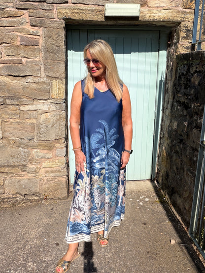 Jenna: Silky jungle print maxi dress. One size 14-18. 4 colours