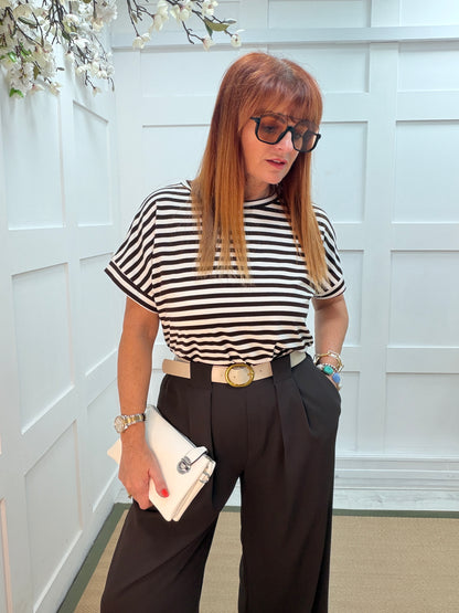 Suki: Short sleeve stripe top. One size: 10-16. 3 colours