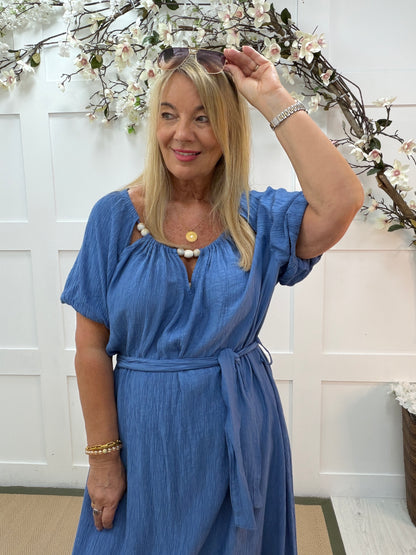 Beattie: Beaded neckline maxi dress. One size 12-18. 2 colours
