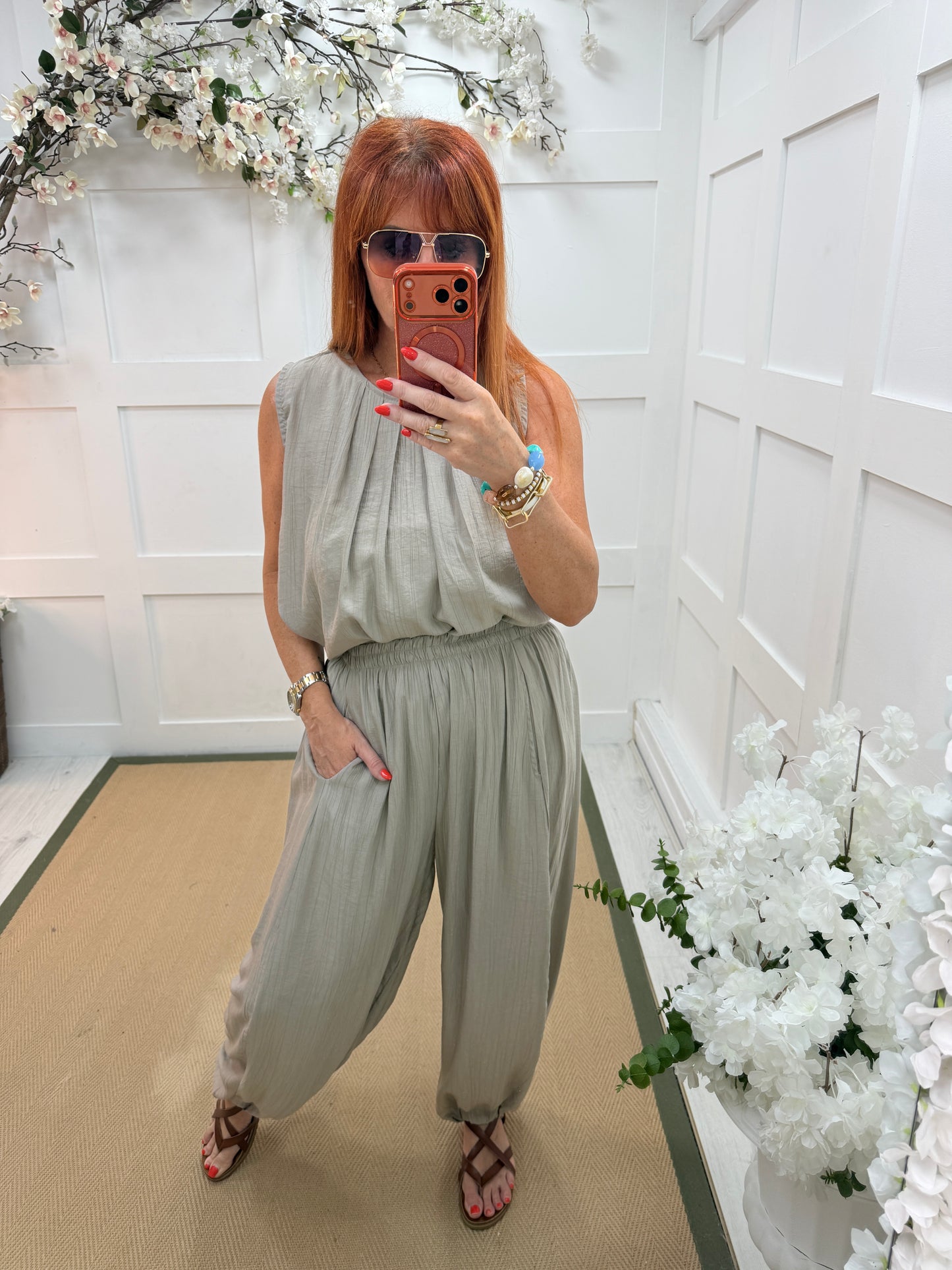 Cassidy: Sleeveless top & trouser co-ord set. One Sz: 12-16. 3 colours