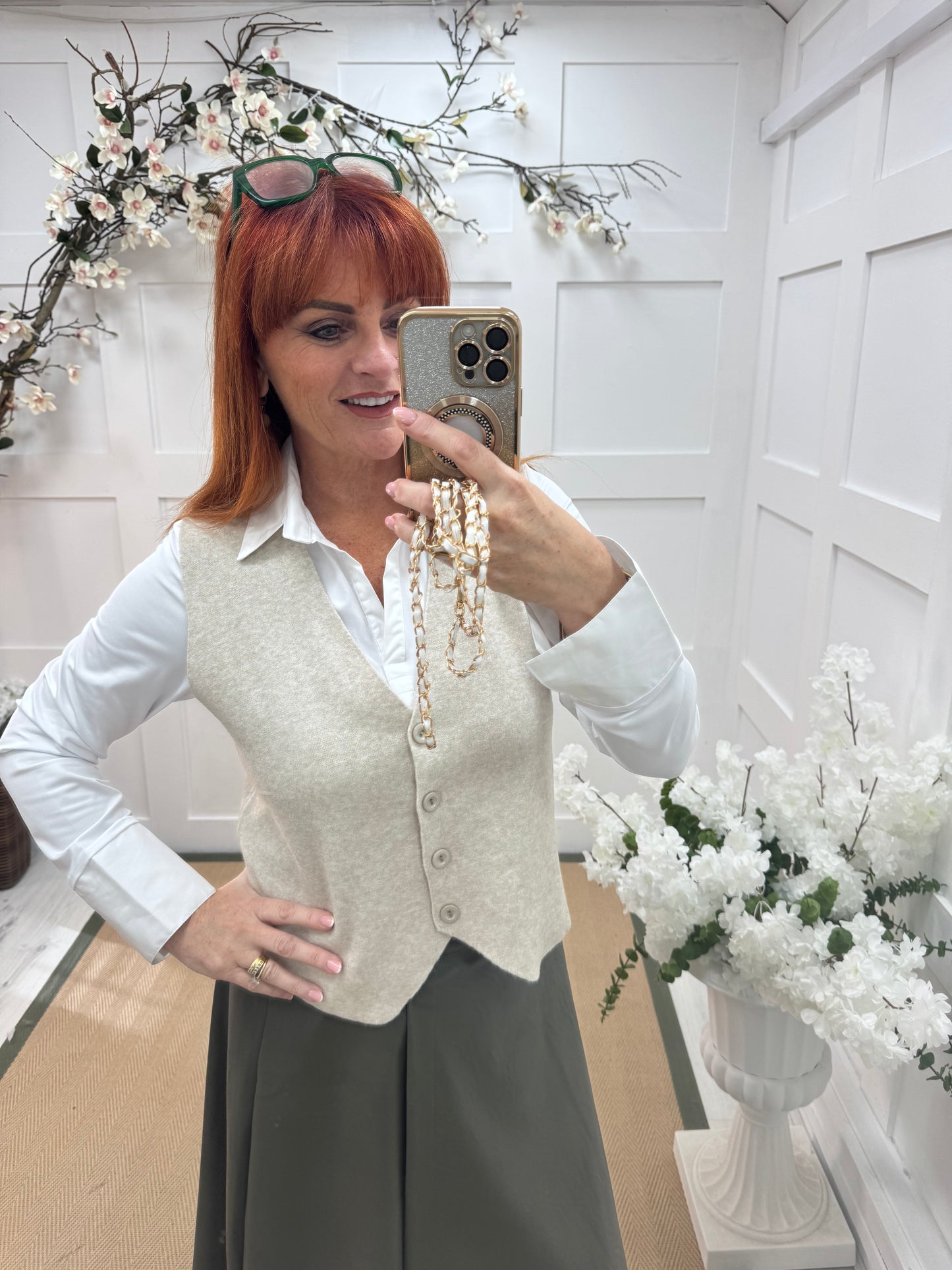 Layla: White cotton layering shirt. 4 sizes