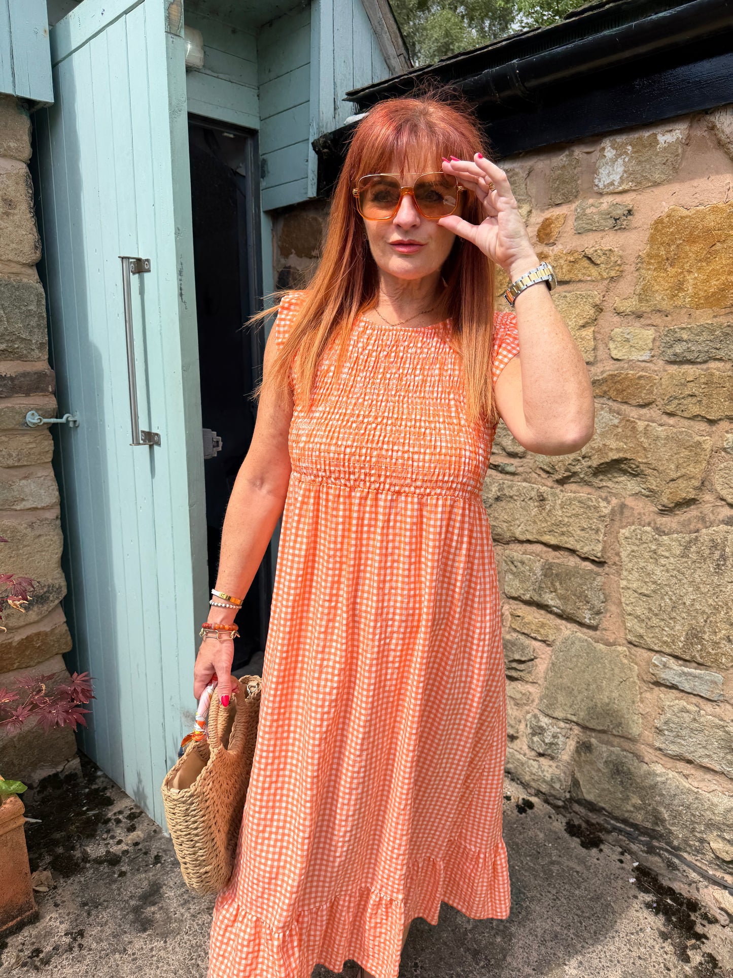 Gabby: Stretchy gingham midi dress. One size 8-16. 2 colours