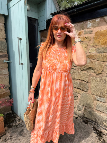 Gabby: Stretchy gingham midi dress. One size 8-16. 2 colours
