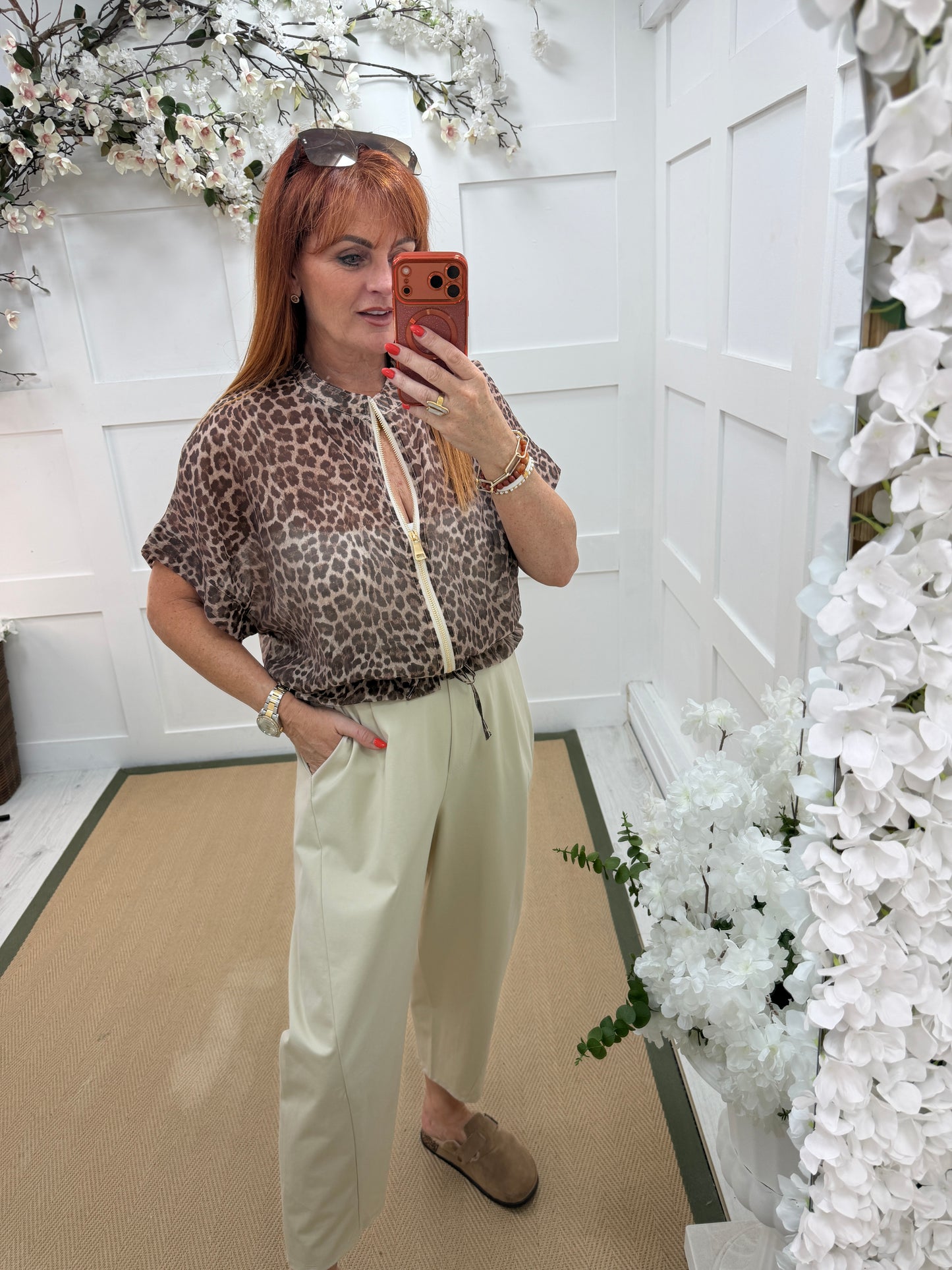 Liberty: Brown silky leopard print bomber jacket. One size: 10-16