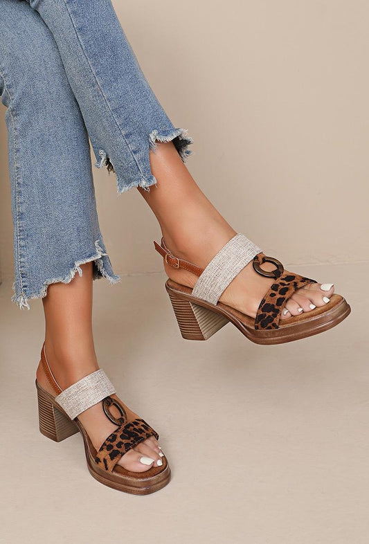 Bindi: Leopard print double strap sandals: Sizes: 3-8