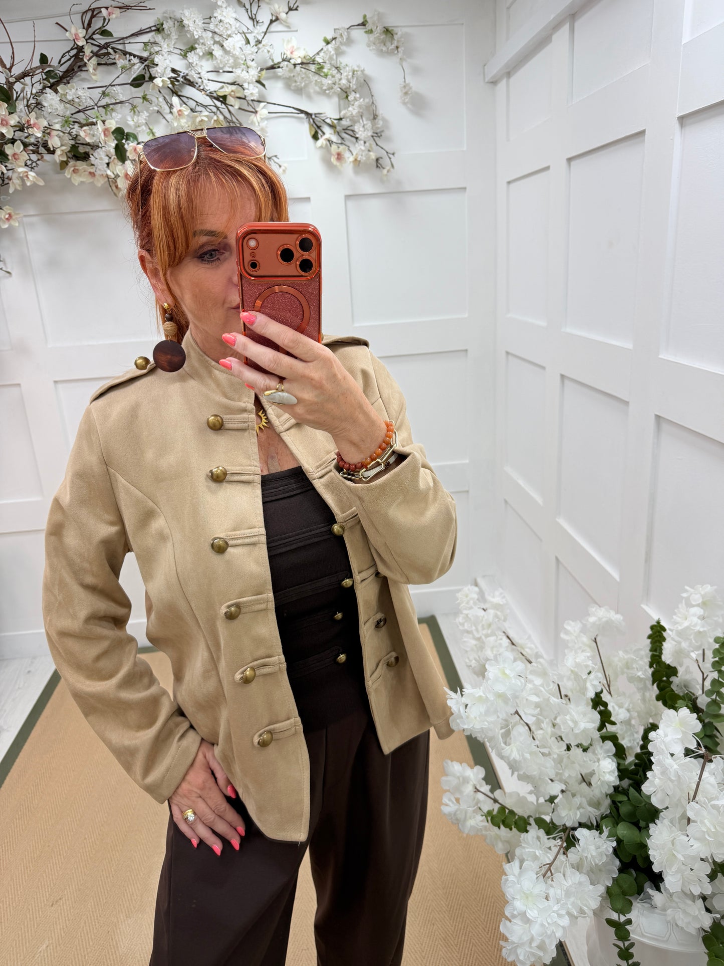 Marianne : Military style button detail blazer jacket . One size: 12-16. 4 colours