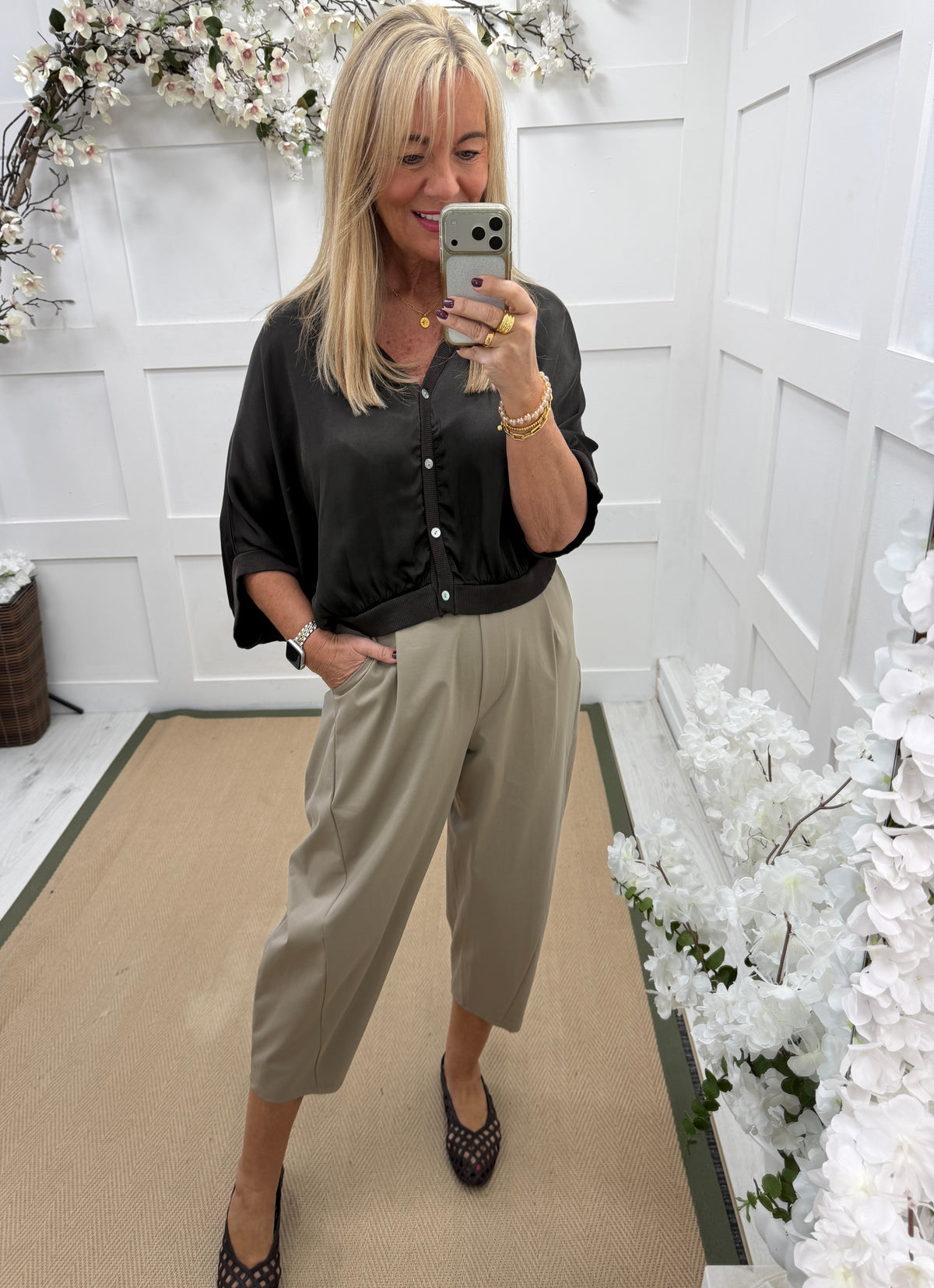 Sadie: Silky button kimono top. One size: 10-16. 3 colours