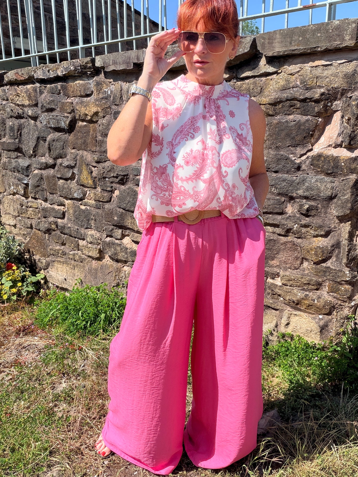 Jolie: Wide leg belted trousers. One size: 10-16. 3 colours