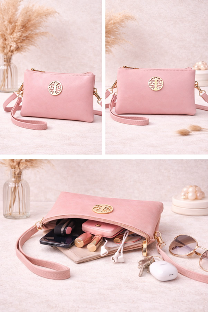 Immy: Baby pink small crossbody clutch bag