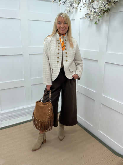 Jolie: Military style lightweight quilted design jacket. One size: 14-18. 3 colours