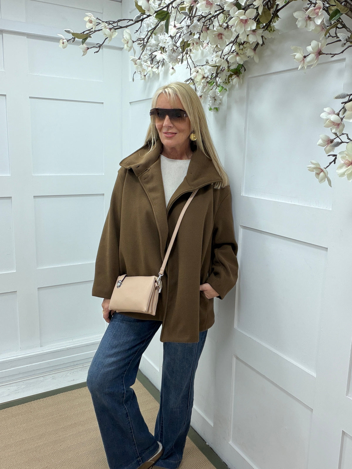 Marlow: Funnel neck coat with pockets. One size 12-18. 4 colours
