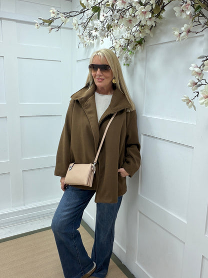 Marlow: Funnel neck coat with pockets. One size 12-18. 4 colours