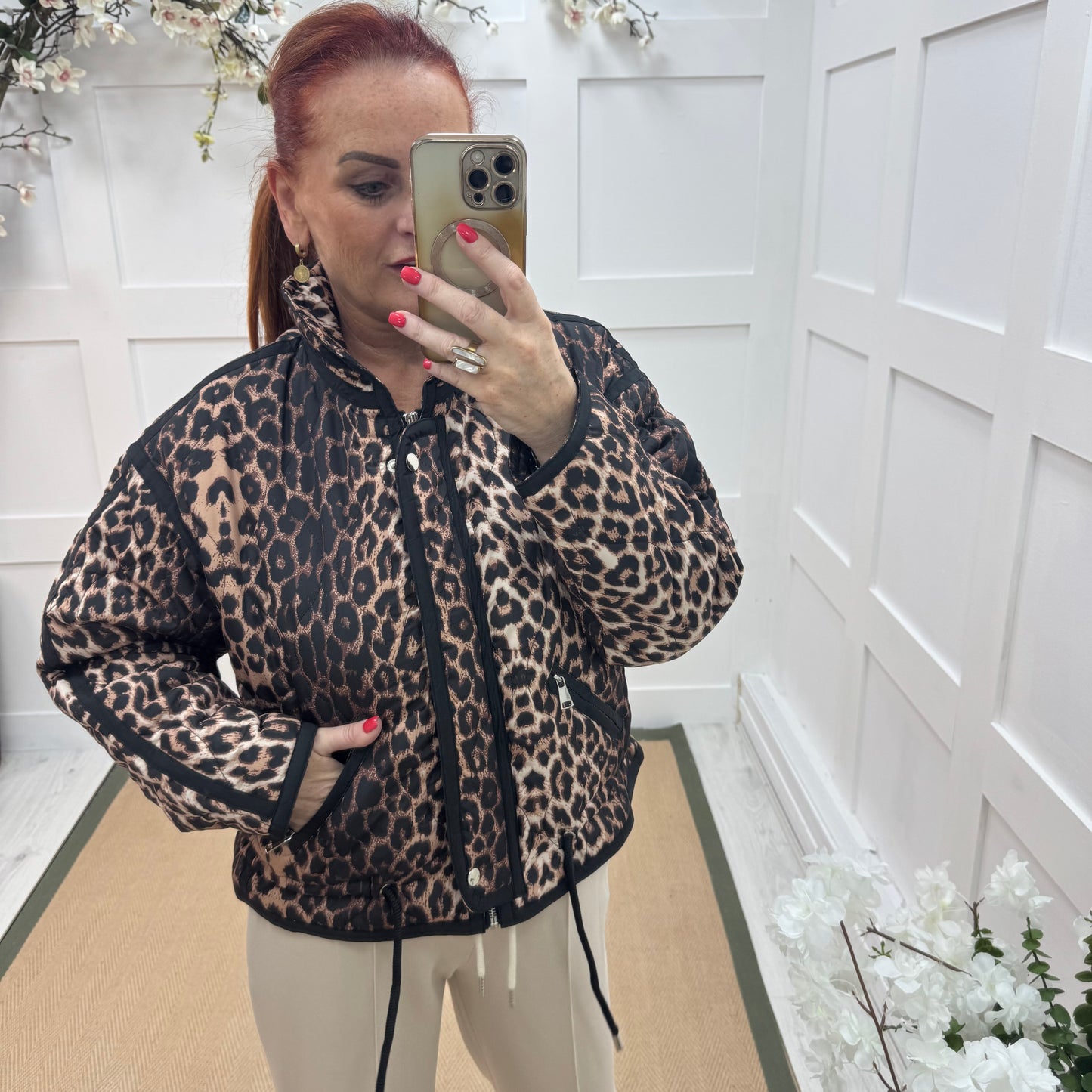 Amara : Leopard print padded jacket. One size: 12-18