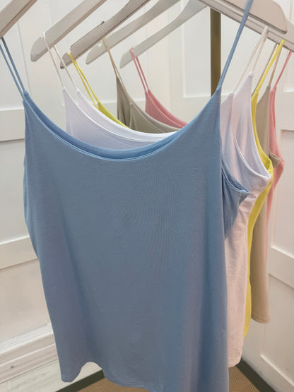 Velma: Blue stretchy vest top. 2 sizes