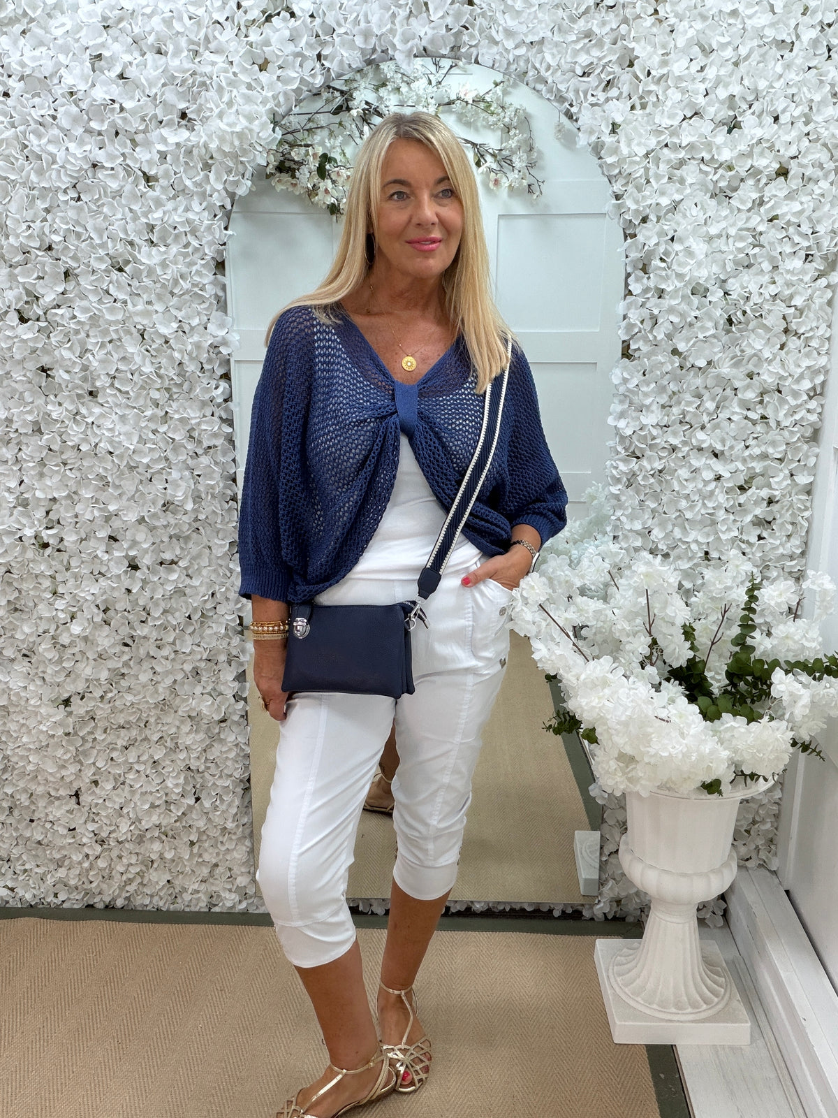 Jamie: 3 way open knit wrap top. Free size: Various colours