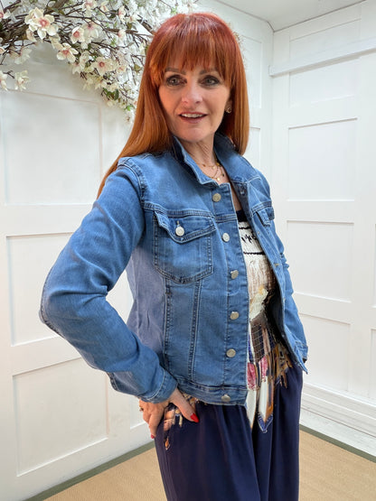 Delilah: Blue denim jacket. Sizes: 8-16