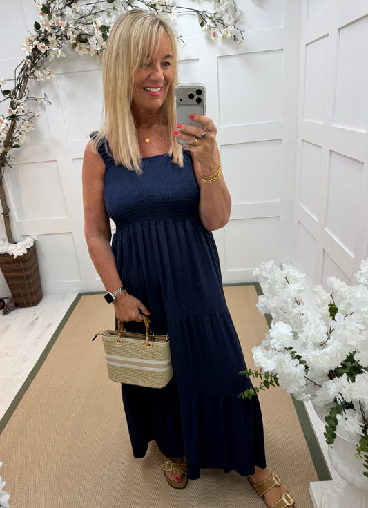 Maeva: Ruched top maxi dress. Sizes: 10-16. 4 colours