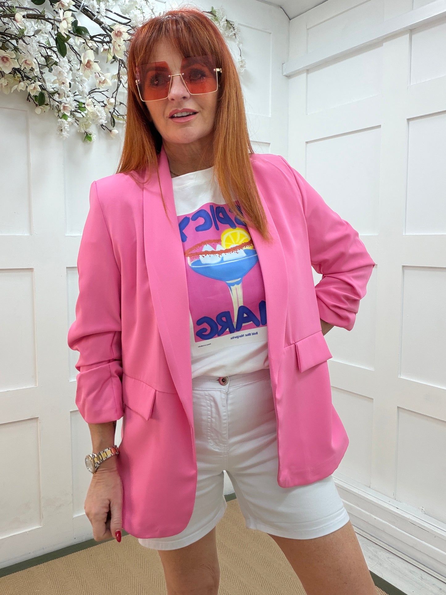 Jody: Ruched sleeve blazer. Sizes 10-18 Various colours