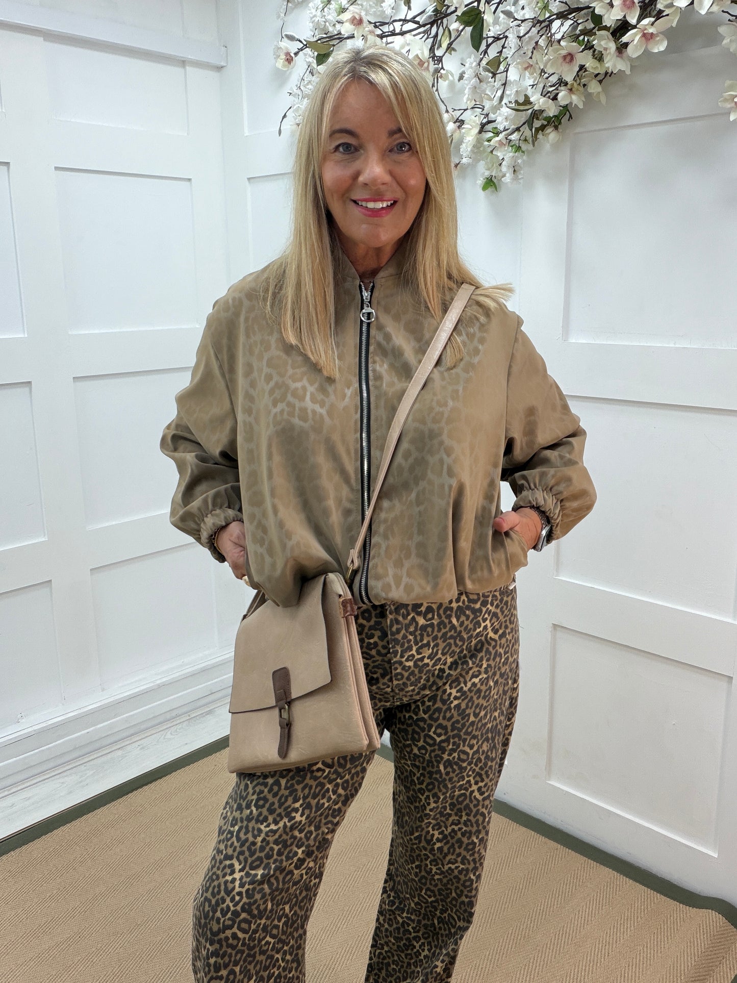 Lucia: Leopard print bomber jacket. One size 14-18. 3 colours