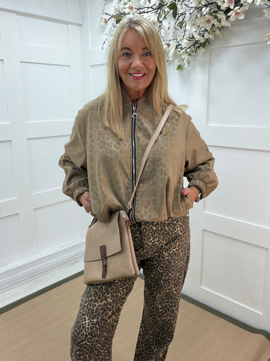 Lucia: Leopard print bomber jacket. One size 14-18. 3 colours