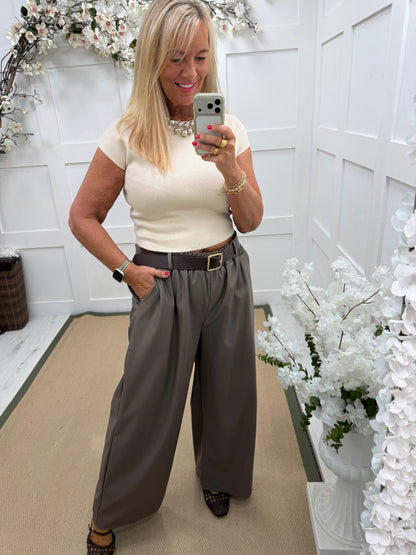 Nisha: Faux leather wide leg trousers. One size: 14-18. 3 colours