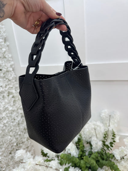 Mae: Small black cross body grab bag