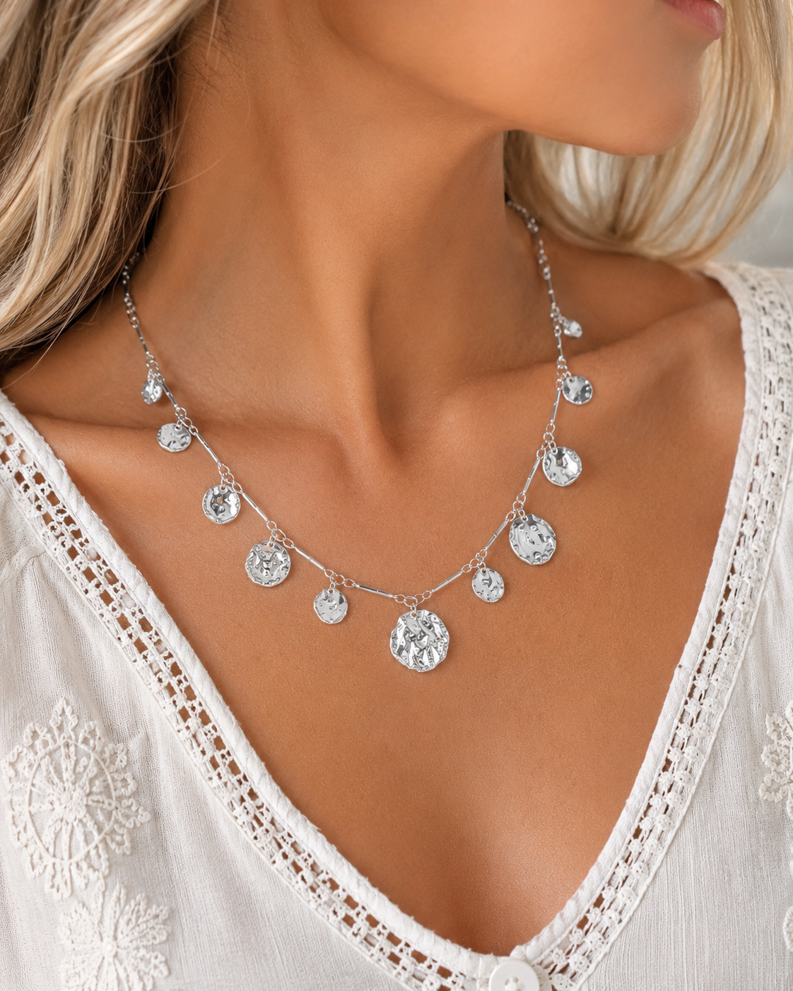 Shona: Statement metal disc necklace. 3 sizes. 2 colours