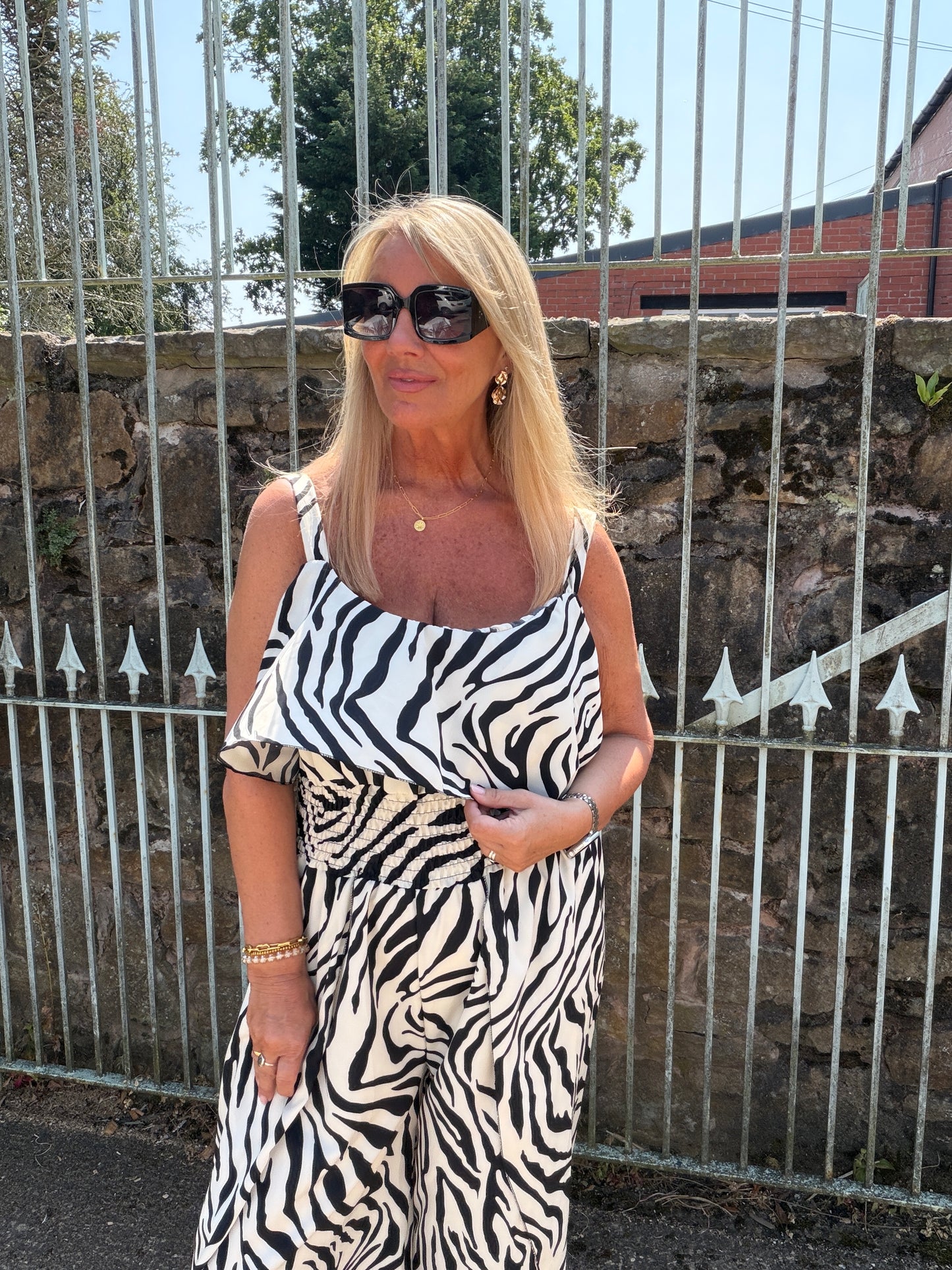 Jaycie: Printed split leg jumpsuit. One size: 14-20. 3 prints