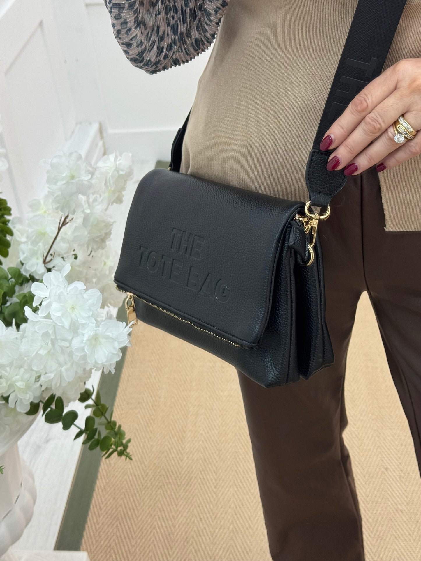 Tammy: Black cross body tote bag