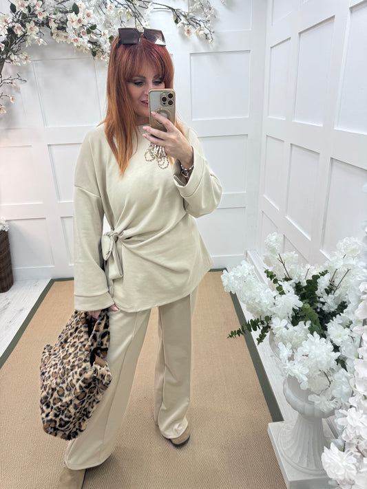 Piper: Cream loungewear set. One size: 14 - 20