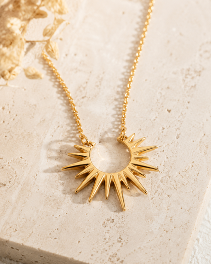 Harper: 18k gold plated sun necklace