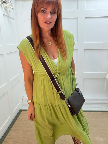 Gaynor: Grecian floaty tiered midi dress. One size 8-14. 3 colours