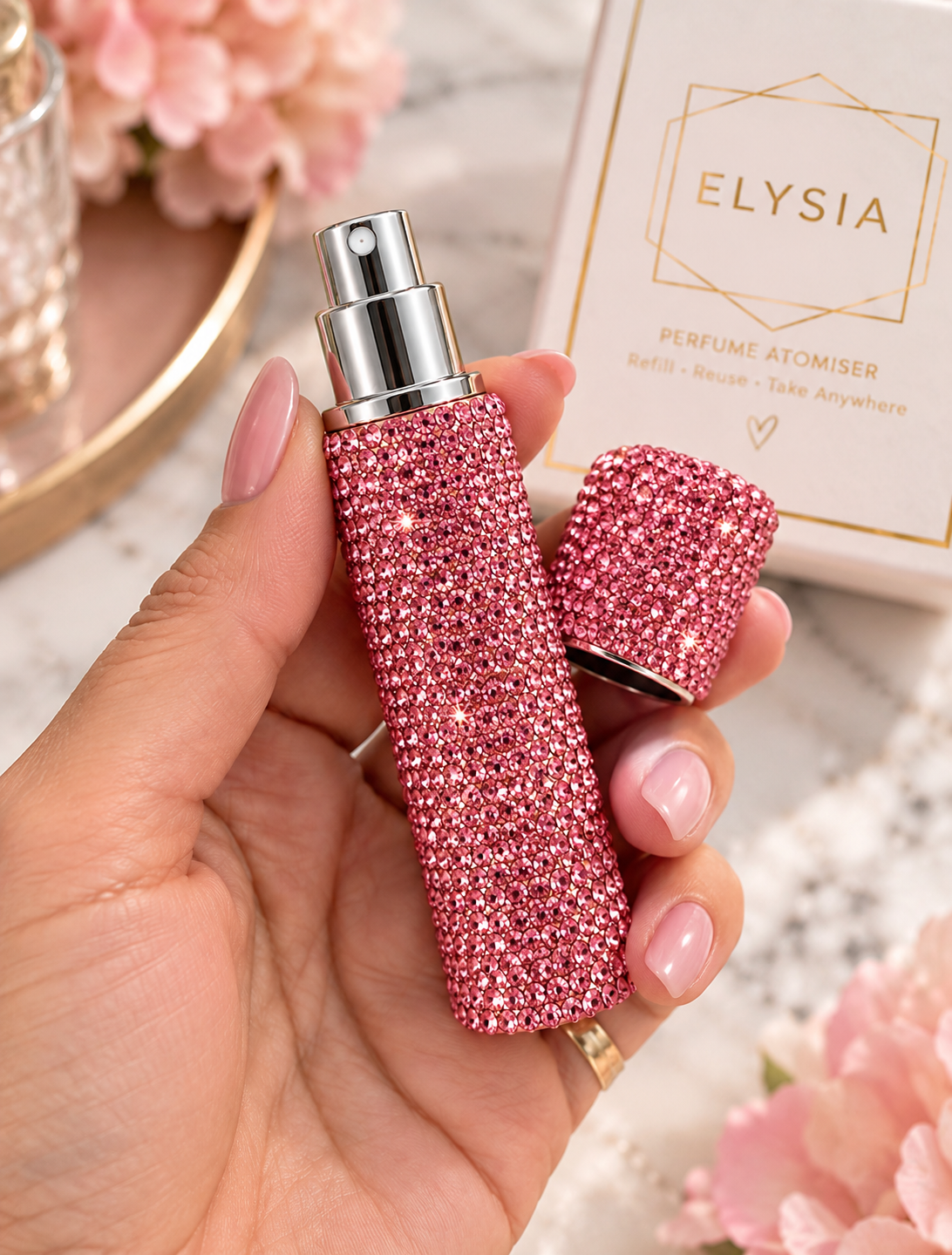 Crystal refillable perfume atomiser-10ml. Various colours